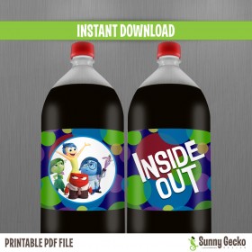 Inside Out 2 Liter Birthday Bottle Labels